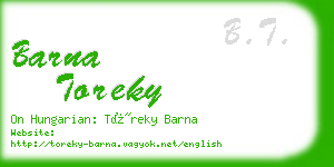 barna toreky business card